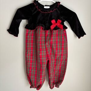 NWT Good lad Christmas plaid romper holiday size 18 mo velour